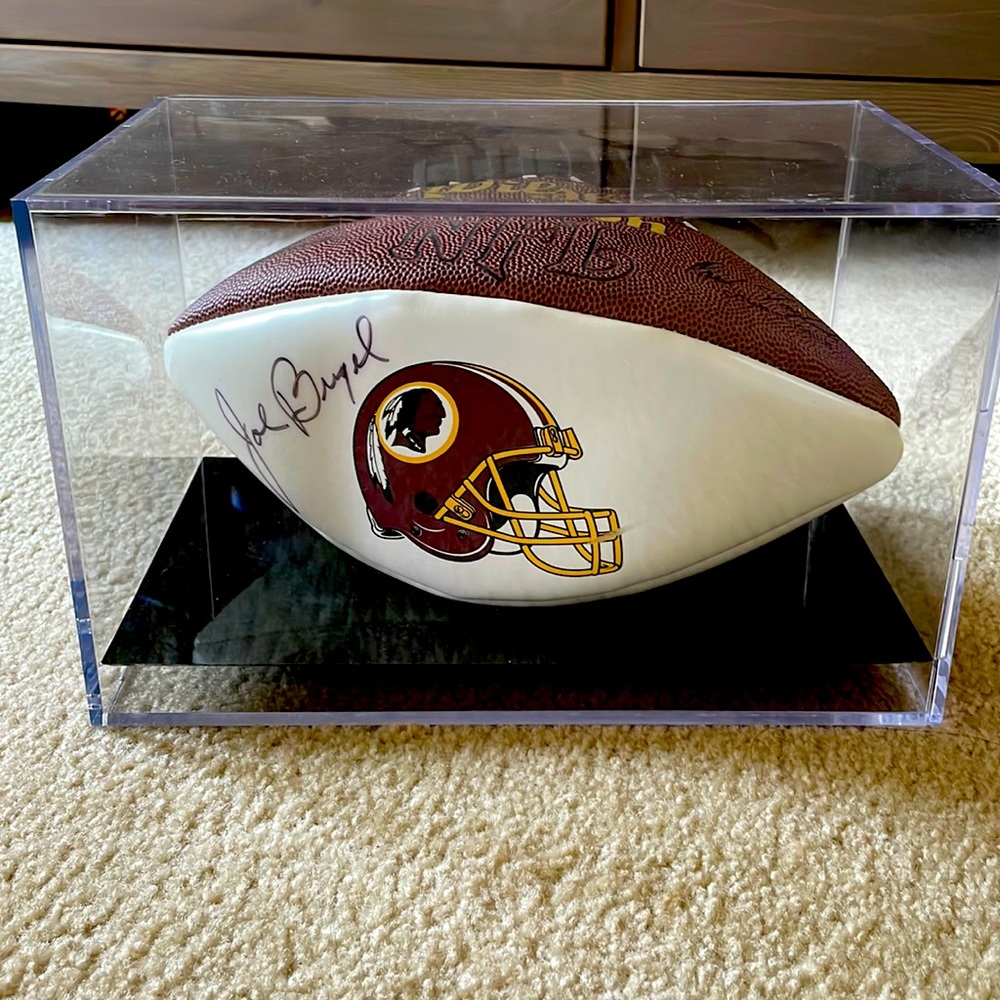 Signed Redskins now Commanders Football with Display case